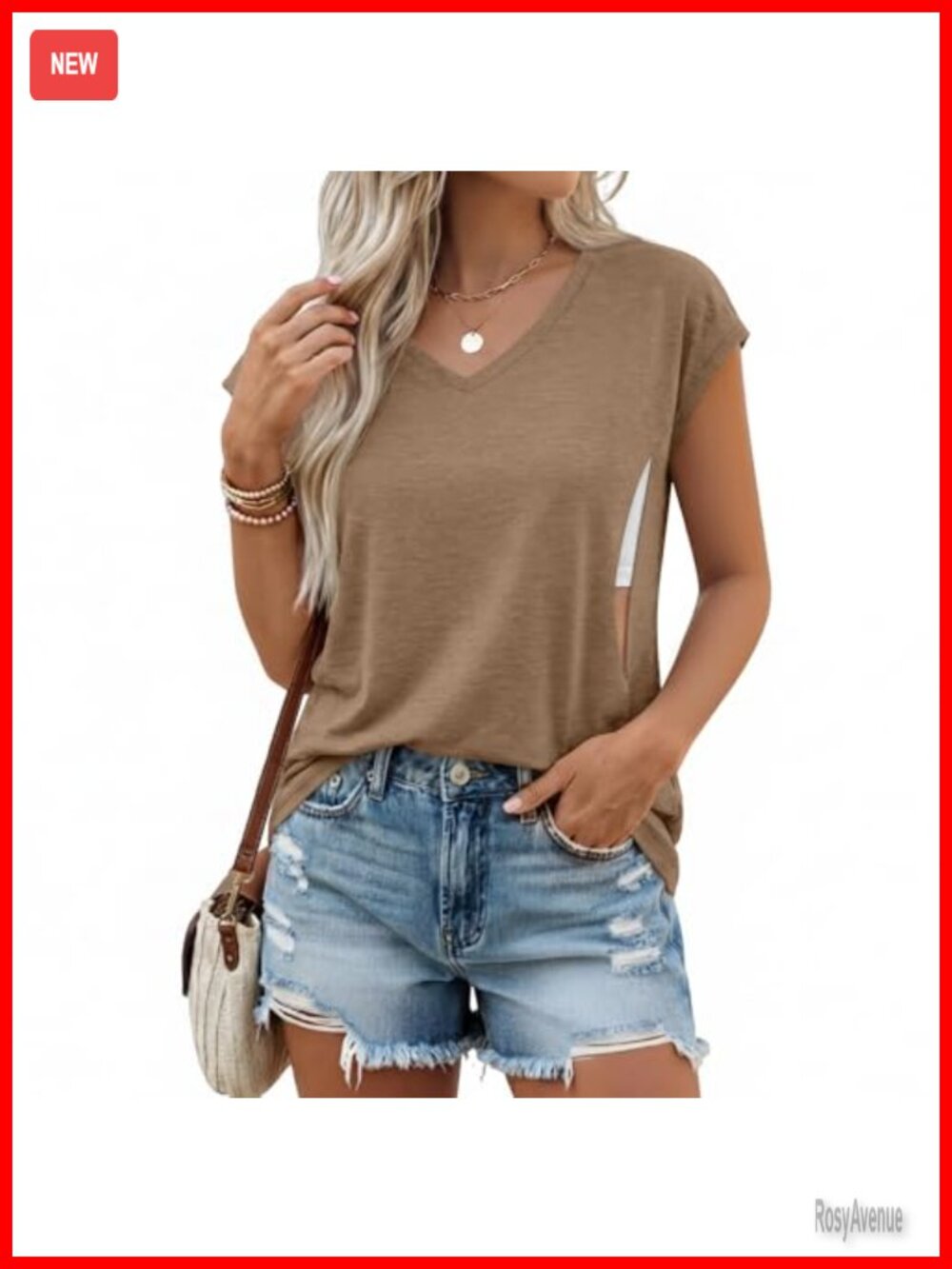 Nursing Shirt V-Neck Cap Sleeve Invisible Zip Breastfeeding Top